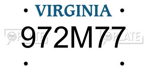 972M77 Virginia License Plate