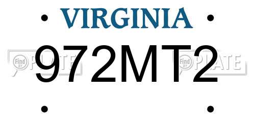 972MT2 Virginia License Plate