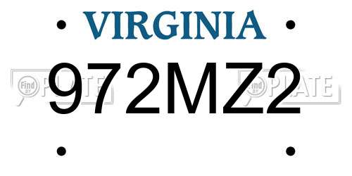 972MZ2 Virginia License Plate
