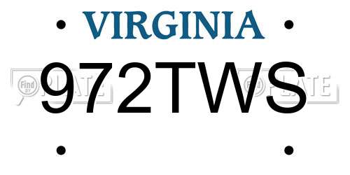 972TWS Virginia License Plate