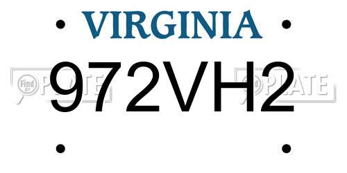 972VH2 Virginia License Plate