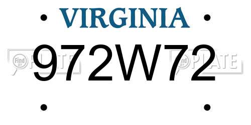 972W72 Virginia License Plate