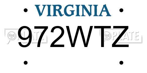 972WTZ Virginia License Plate