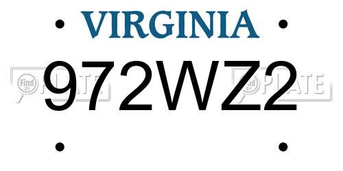 972WZ2 Virginia License Plate