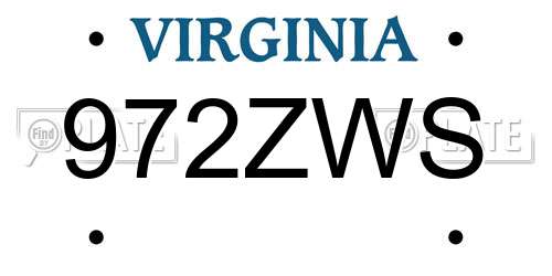 972ZWS Virginia License Plate
