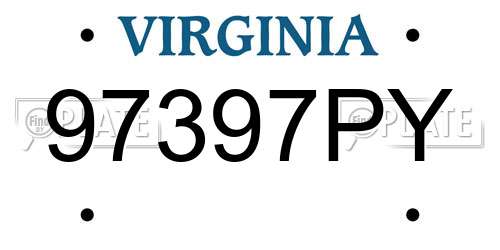 97397PY Virginia License Plate