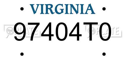 97404T0 Virginia License Plate