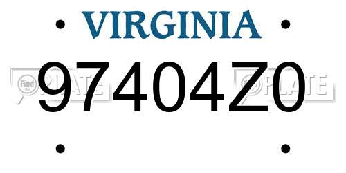 97404Z0 Virginia License Plate