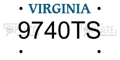9740TS Virginia License Plate