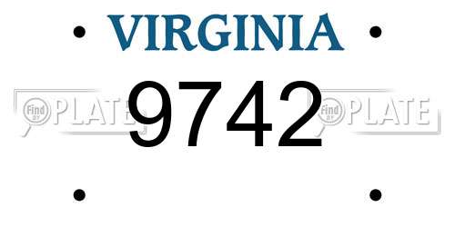 9742 Virginia License Plate