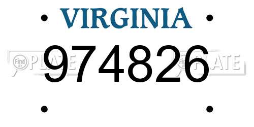 974826 Virginia License Plate