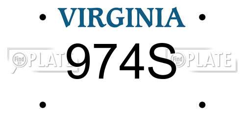 974S Virginia License Plate