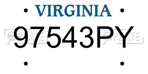 97543PY Virginia License Plate