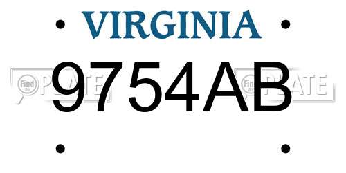 9754AB Virginia License Plate