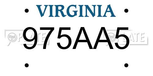 975AA5 Virginia License Plate