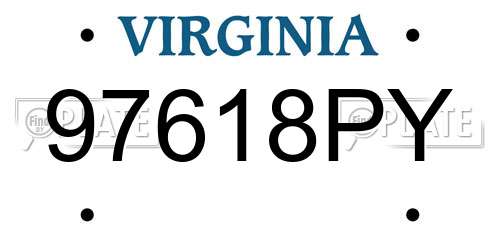 97618PY Virginia License Plate