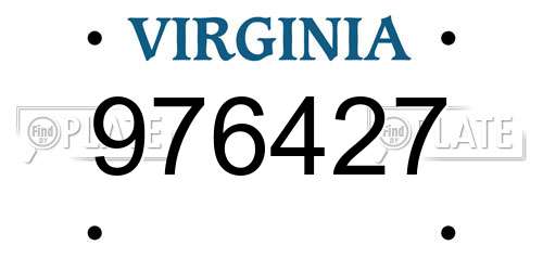 976427 Virginia License Plate