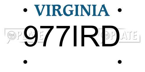 977IRD Virginia License Plate
