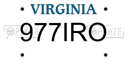 977IRO Virginia License Plate