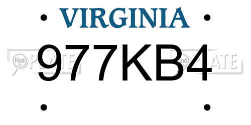 977KB4 Virginia License Plate