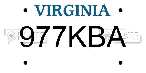 977KBA Virginia License Plate