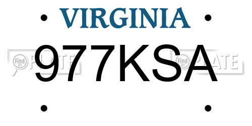 977KSA Virginia License Plate
