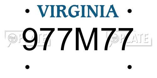 977M77 Virginia License Plate