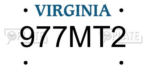 977MT2 Virginia License Plate