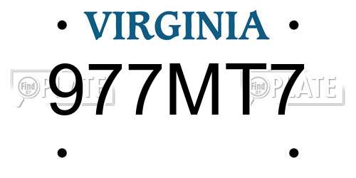 977MT7 Virginia License Plate