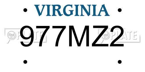 977MZ2 Virginia License Plate