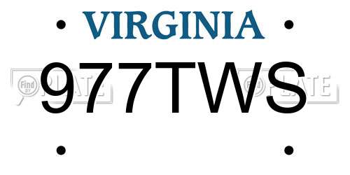 977TWS Virginia License Plate