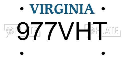977VHT Virginia License Plate