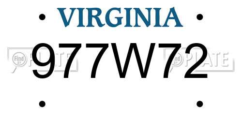 977W72 Virginia License Plate
