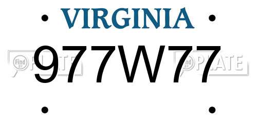 977W77 Virginia License Plate