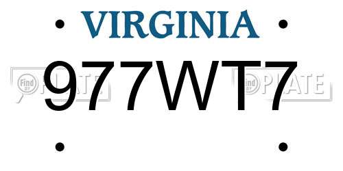 977WT7 Virginia License Plate