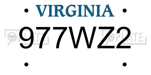 977WZ2 Virginia License Plate