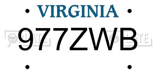 977ZWB Virginia License Plate