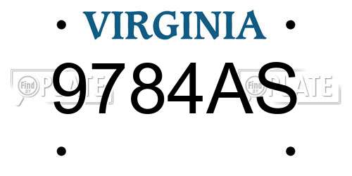 9784AS Virginia License Plate