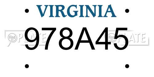 978A45 Virginia License Plate