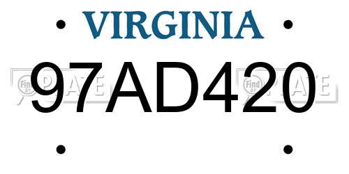 97AD420 Virginia License Plate