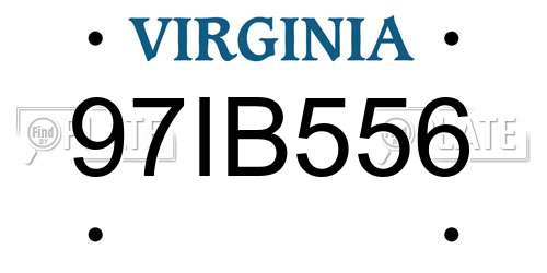97IB556 Virginia License Plate