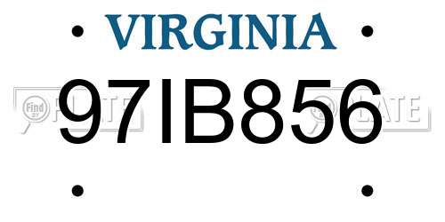97IB856 Virginia License Plate