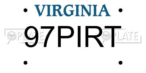 97PIRT Virginia License Plate