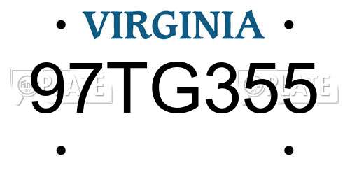 97TG355 Virginia License Plate