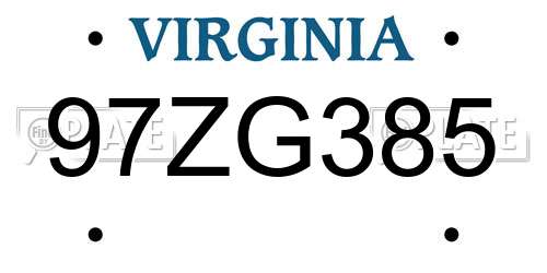 97ZG385 Virginia License Plate