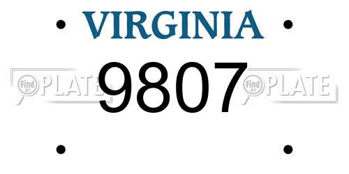 9807 Virginia License Plate