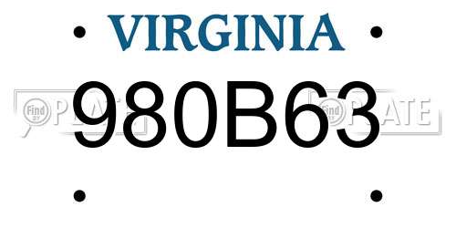 980B63 Virginia License Plate