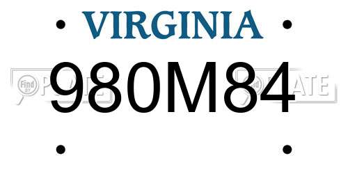 980M84 Virginia License Plate