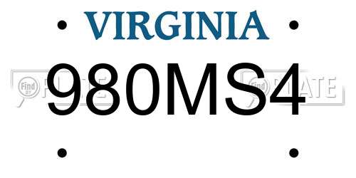980MS4 Virginia License Plate