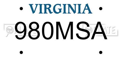 980MSA Virginia License Plate